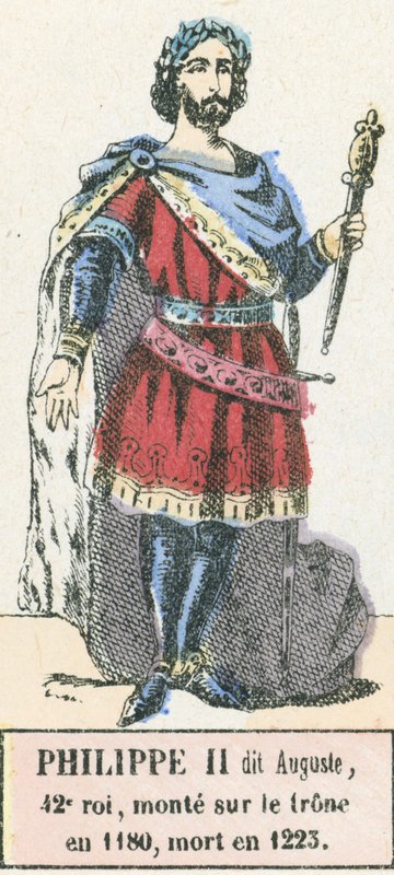 Philipp II genannt August, 42. König, bestieg den Thron 1180, gestorben 1223 von French School