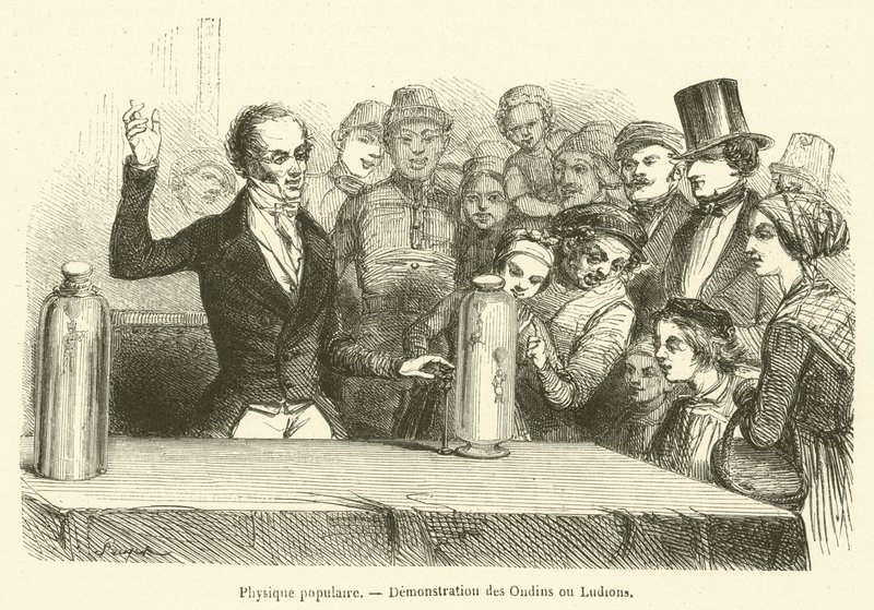 Populäre Physik, Demonstration der Ondins oder Ludions (Gravur) von French School