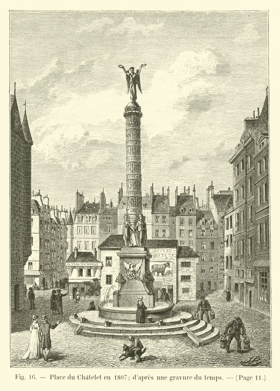 Place du Châtelet im Jahr 1807; nach einem zeitgenössischen Stich von French School
