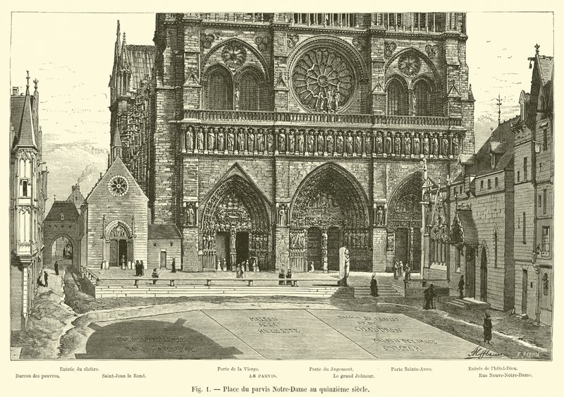 Platz des Parvis Notre-Dame im 15. Jahrhundert von French School