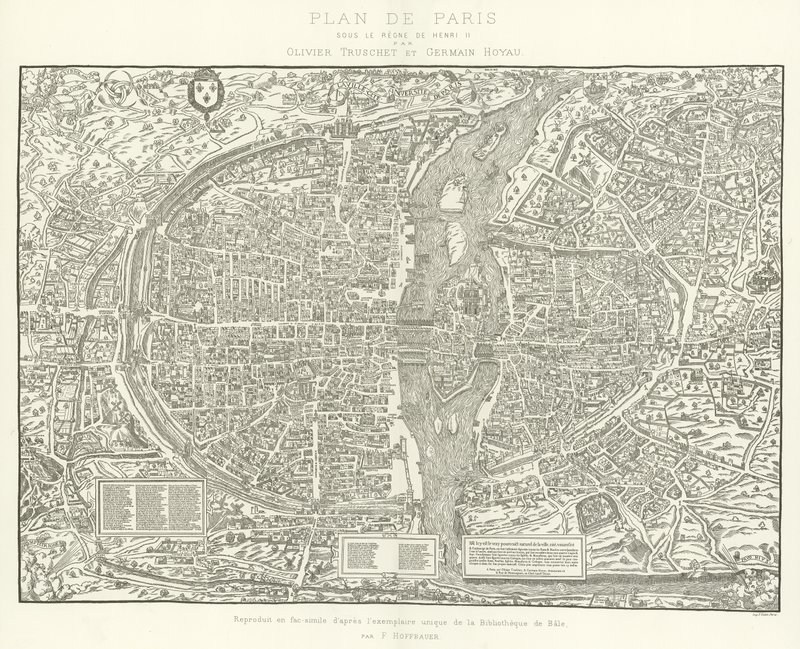 Plan von Paris, unter der Herrschaft von Heinrich II. von Olivier Truschet und Germain Hoyau von French School