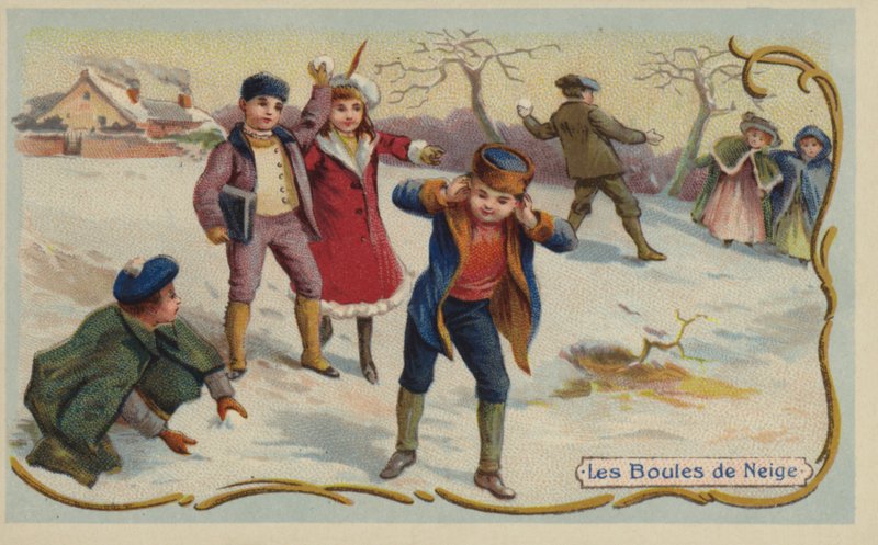 Schneeballschlacht (Chromolithografie) von French School