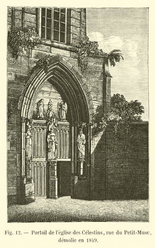 Portal der Kirche der Celestins, Rue du Petit-Musc, abgerissen im Jahr 1849 von French School
