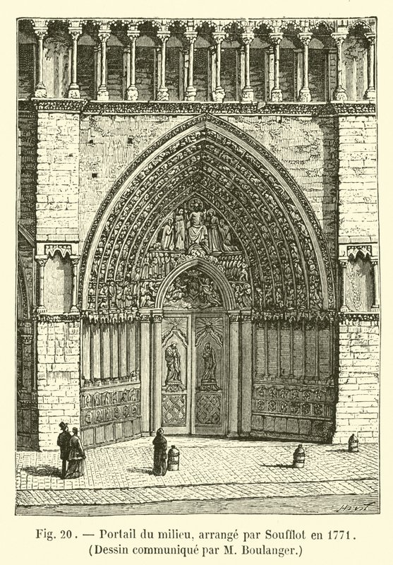 Mittleres Portal, arrangiert von Soufflot 1771, Zeichnung von M. Boulanger von French School