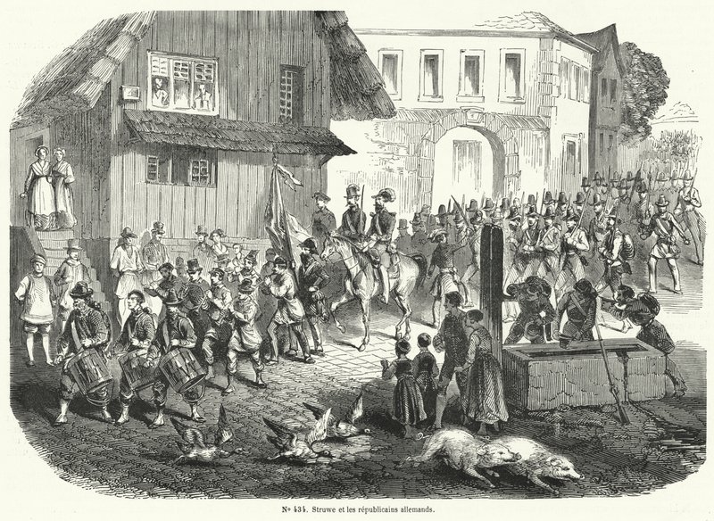 Prozession von Gustav Struve und deutschen Republikanern, Revolution von 1848 von French School