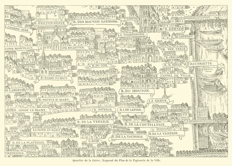 Viertel der Greve, Fragment des Plans der Tapisserie der Stadt von French School