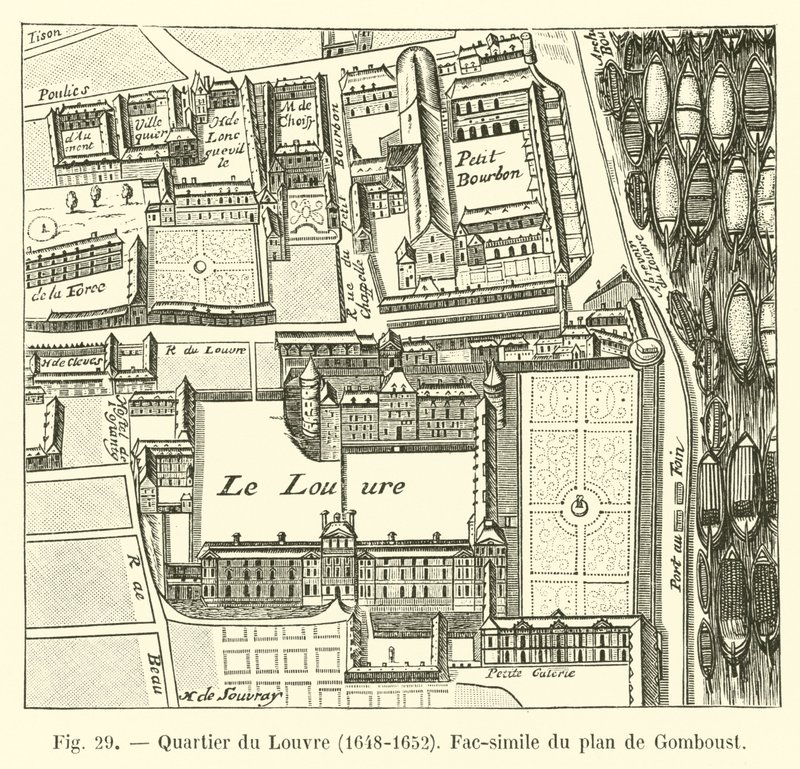 Viertel des Louvre, 1648-1652, Faksimile des Plans von Gomboust von French School