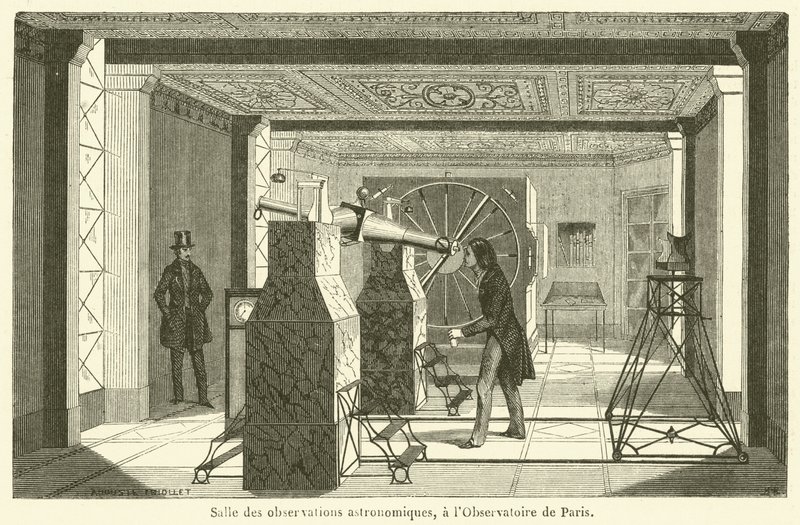 Saal der astronomischen Beobachtungen, im Observatorium von Paris (Gravur) von French School