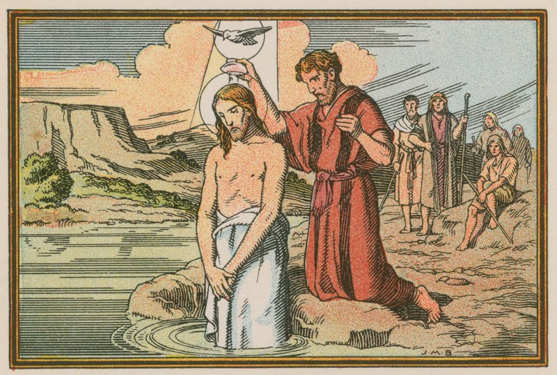 Szene aus dem Leben Jesu (farbige Gravur) von French School