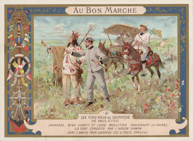 Szene aus dem Roman Les Cinq Sous de Lavarede von Paul Ivoi von French School