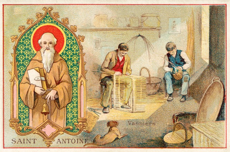 St. Antonius der Große, Schutzpatron der Korbmacher von French School