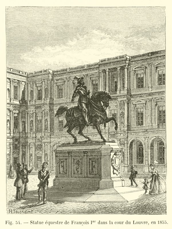 Reiterstatue von Franz I. im Hof des Louvre, 1855 von French School
