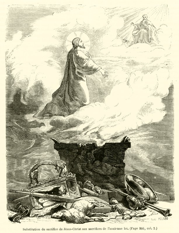Ersetzung des Opfers Jesu Christi durch die Opfer des alten Gesetzes von French School