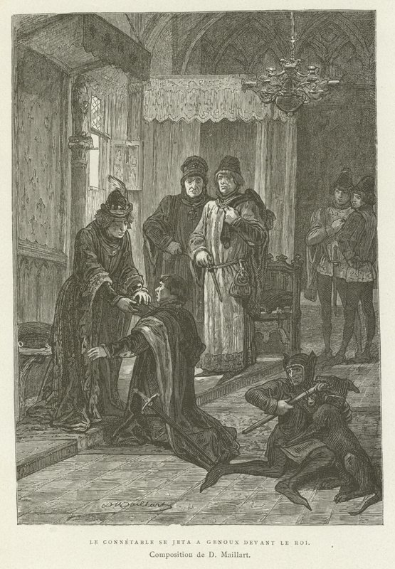 Der Konstabler warf sich vor dem König auf die Knie von French School
