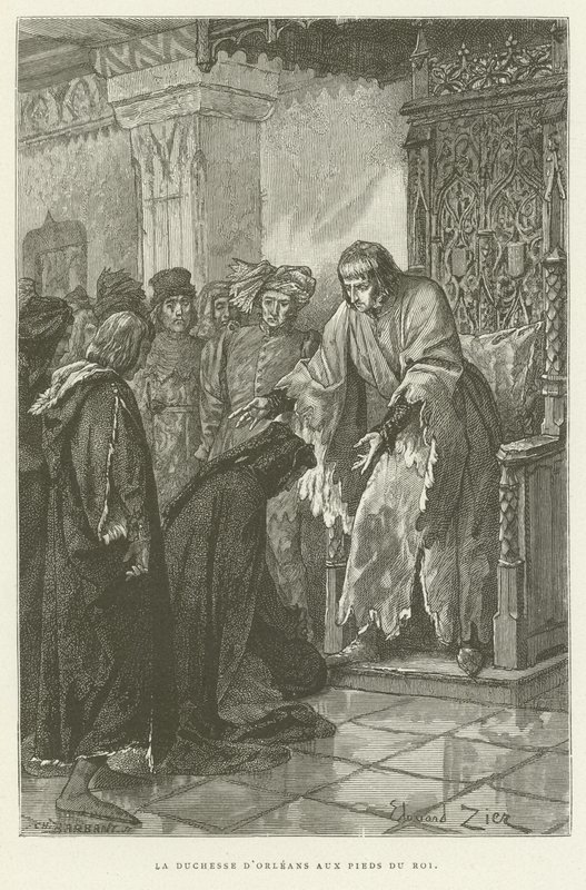 Die Herzogin von Orleans zu Füßen des Königs von French School
