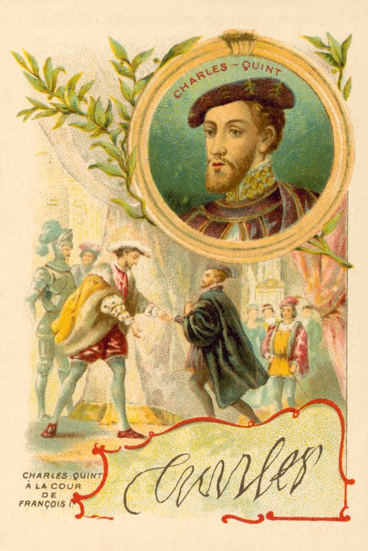 Der Kaiser Karl V. am Hof von Franz I. von Frankreich von French School