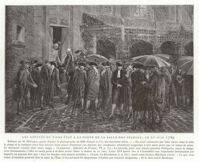Die Abgeordneten des Dritten Standes vor der Tür des Sitzungssaals, 23. Juni 1789 von French School
