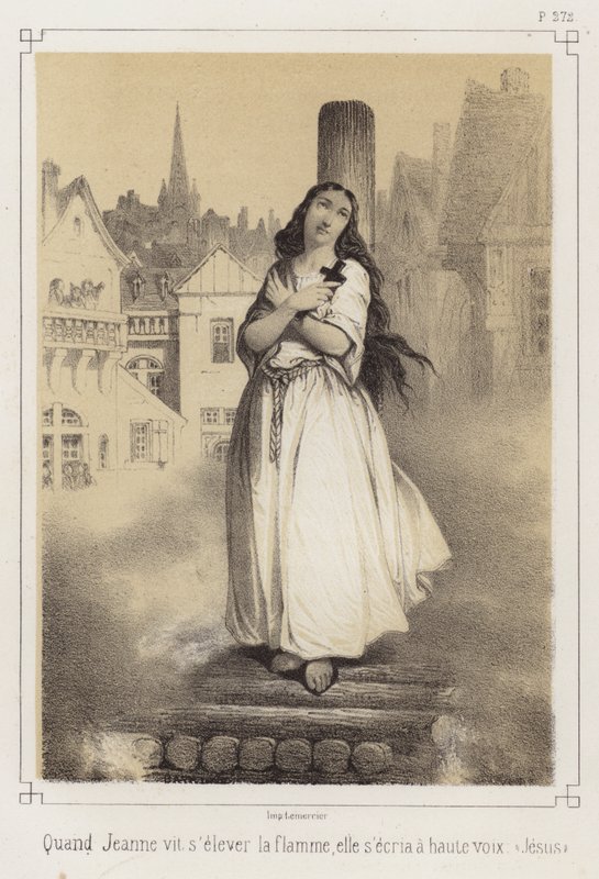 Das Martyrium von Johanna von Orleans (Lithografie) von French School