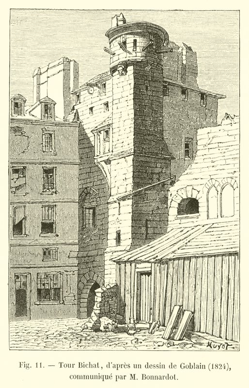 Turm Bichat, nach einer Zeichnung von Goblain, 1824, mitgeteilt von M. Bonnardot von French School
