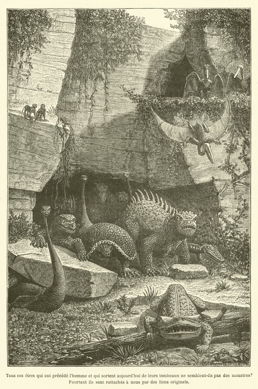 All diese Wesen, die dem Menschen vorausgingen und heute aus ihren Gräbern kommen, scheinen sie nicht Monster zu sein? Doch sie sind durch ursprüngliche Bande mit uns verbunden von French School