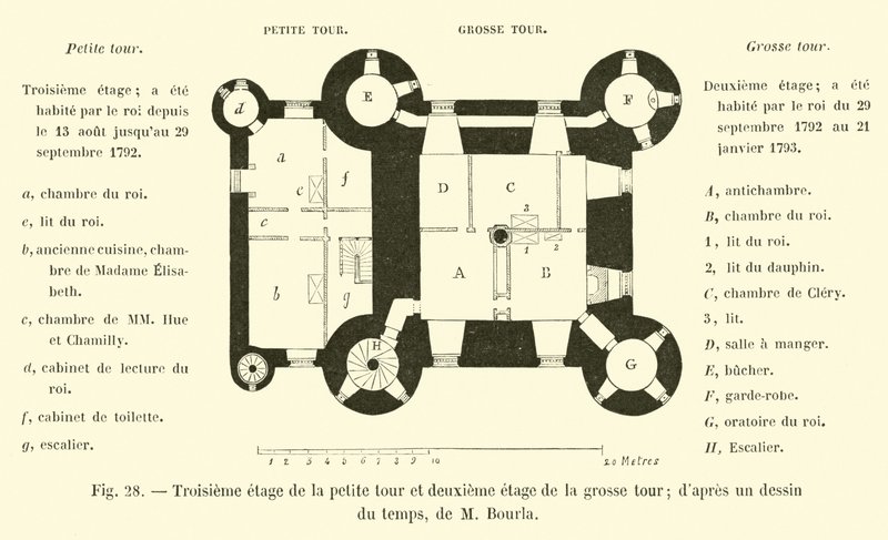 Drittes Stockwerk des kleinen Turms und zweites Stockwerk des großen Turms (nach einer zeitgenössischen Zeichnung von M. Bourla) von French School