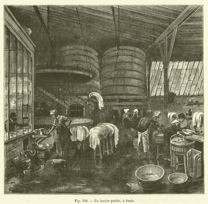Ein öffentliches Waschhaus in Paris von French School