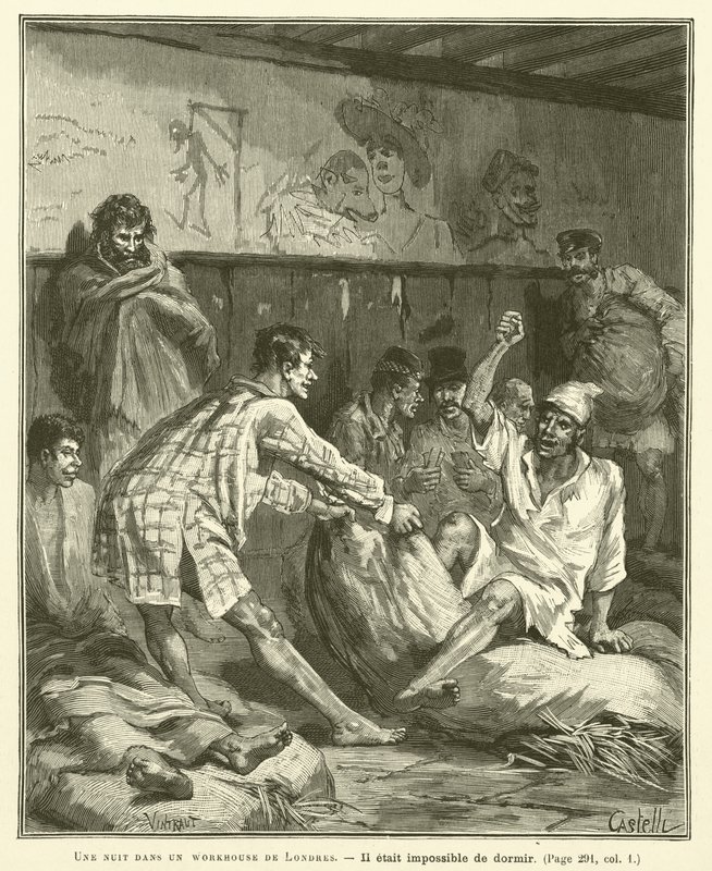 Eine Nacht in einem Londoner Armenhaus (Stich) von French School