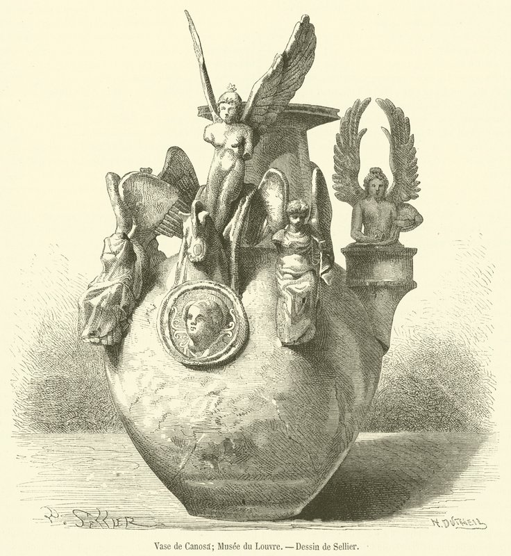 Vase von Canosa, Louvre-Museum (Gravur) von French School