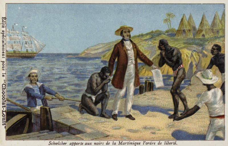 Victor Schoelcher bringt den Sklaven von Martinique die Nachricht von ihrer Freiheit, ca. 1848 von French School