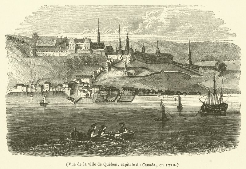 Ansicht der Stadt Quebec, Hauptstadt von Kanada, im Jahr 1720 von French School