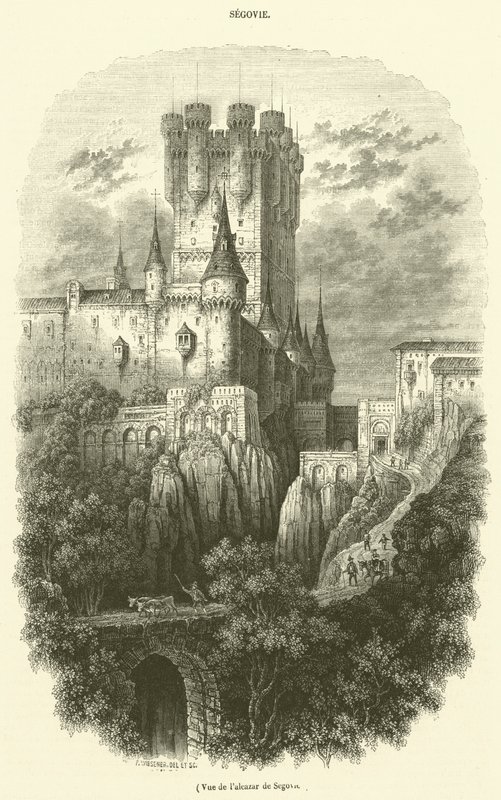 Ansicht des Alcázar von Segovia (Gravur) von French School