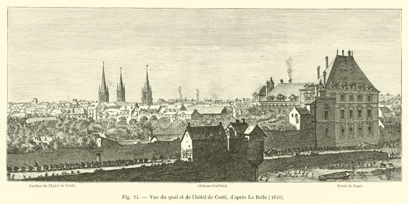 Blick auf den Quai und das Hotel de Conti, nach La Belle, 1640 von French School