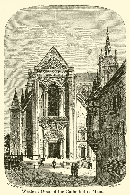 Westportal der Kathedrale von Mans (Gravur) von French School