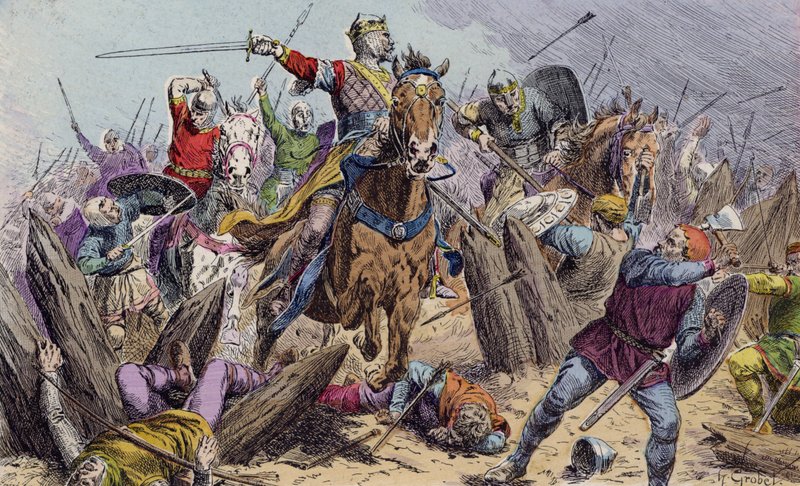 Wilhelm der Eroberer in der Schlacht von Hastings von French School