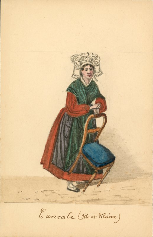 Frauentracht von Cancale, Ille-et-Vilaine (Farblithographie) von French School
