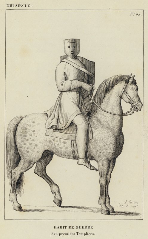 12. Jahrhundert, Kriegsgewand, der ersten Templer (Gravur) von French School