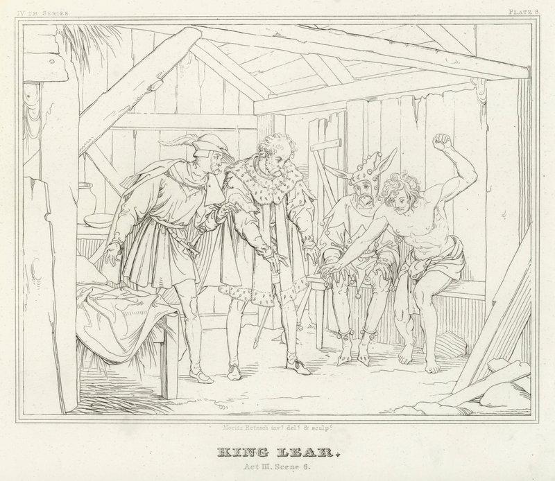 König Lear, Akt III, Szene 6 (Gravur) von Friedrich August Moritz Retzsch