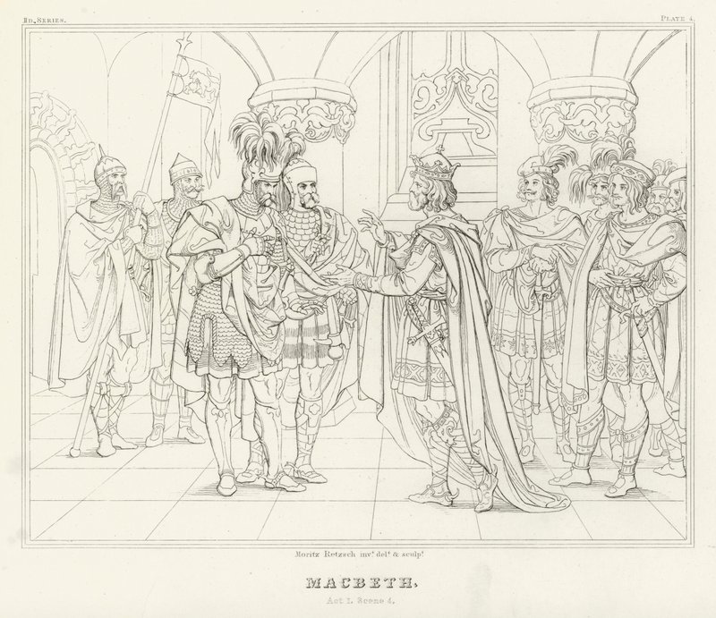 Macbeth, Akt I, Szene 4 (Gravur) von Friedrich August Moritz Retzsch