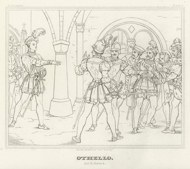 Othello, Akt II, Szene 3 (Gravur) von Friedrich August Moritz Retzsch