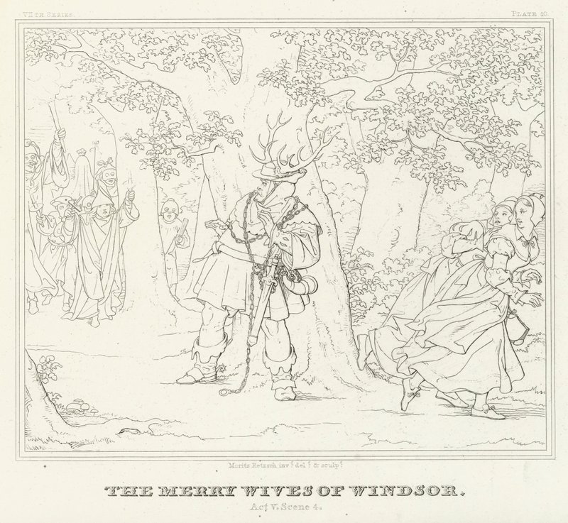 Die lustigen Weiber von Windsor, Akt V, Szene 4 von Friedrich August Moritz Retzsch
