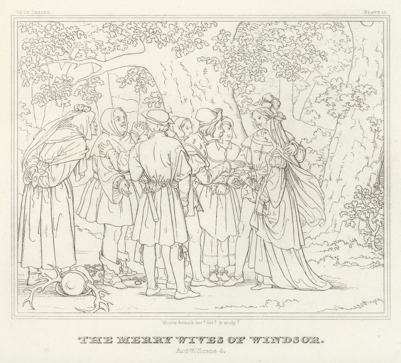 Die lustigen Weiber von Windsor, Akt V, Szene 4 (Gravur) von Friedrich August Moritz Retzsch
