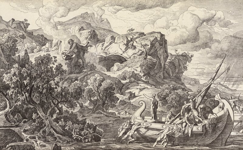 Odysseus verlässt die Insel der Zyklopen von Friedrich the Elder Preller