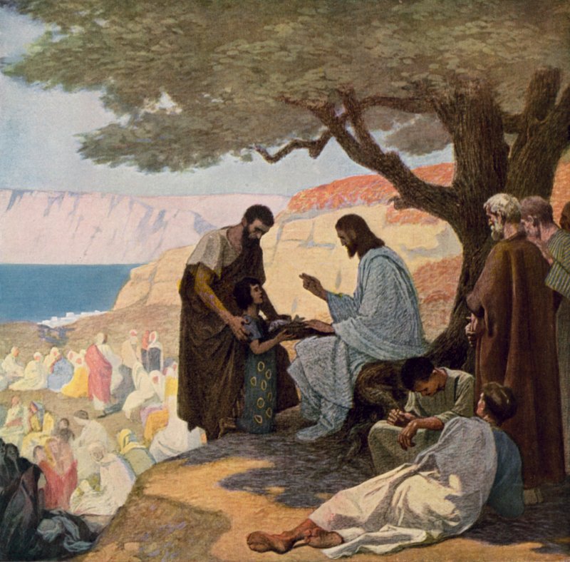 Jesus und das Wunder der Speisung der Menge von Gebhard Fugel