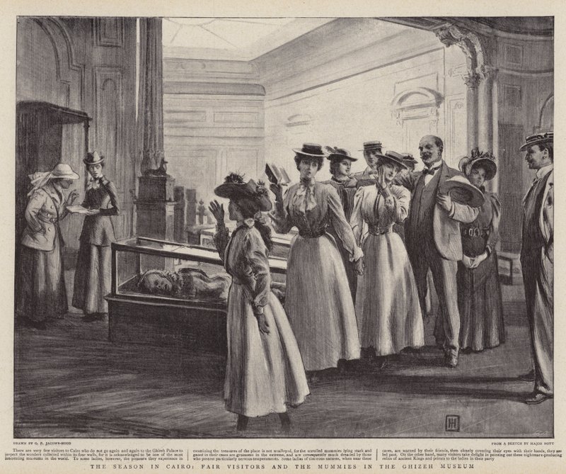 Die Saison in Kairo, Messebesucher und die Mumien im Ghizeh-Museum von George Percy Jacomb-Hood