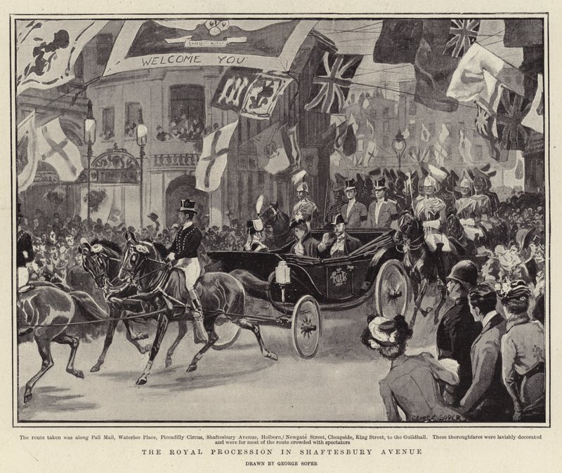 Die königliche Prozession in der Shaftesbury Avenue von George Soper