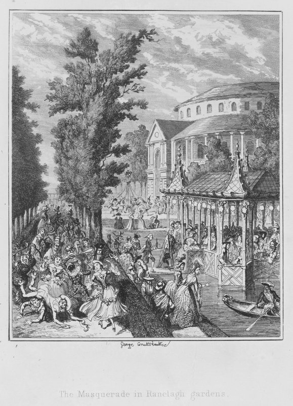 Die Maskerade in den Gärten von Ranelagh von George (after) Cruikshank