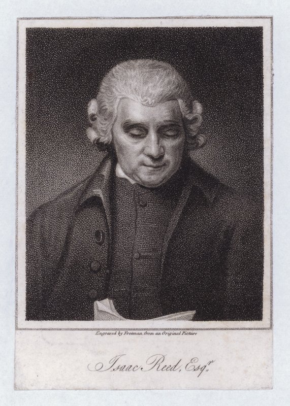 Isaac Reed, englischer Literaturredakteur und Buchsammler von George (after) Romney