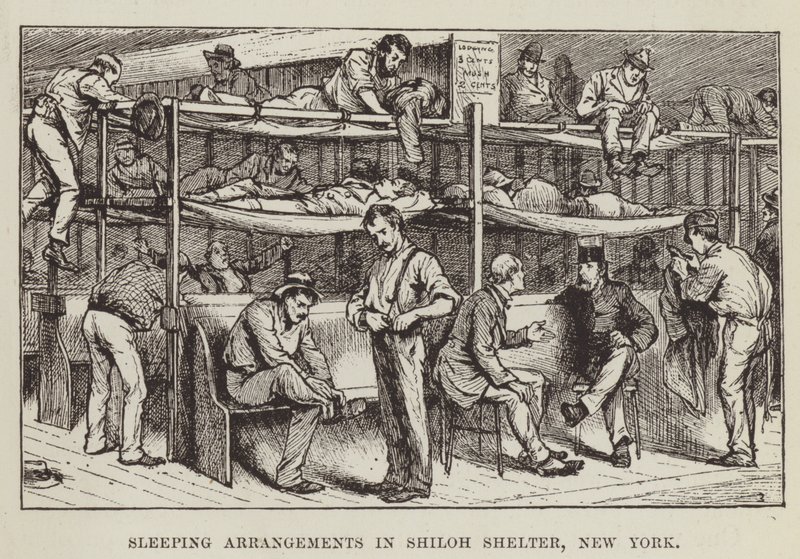 Schlafarrangements im Shiloh Shelter, New York von George Augustus Sala