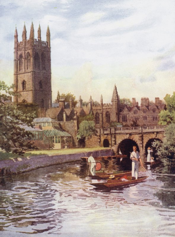Oxford: Magdalen College und Brücke vom Cherwell von George Carline