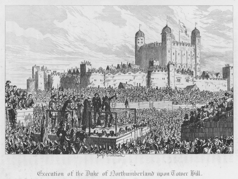 Hinrichtung des Herzogs von Northumberland auf dem Tower Hill von George Cruikshank
